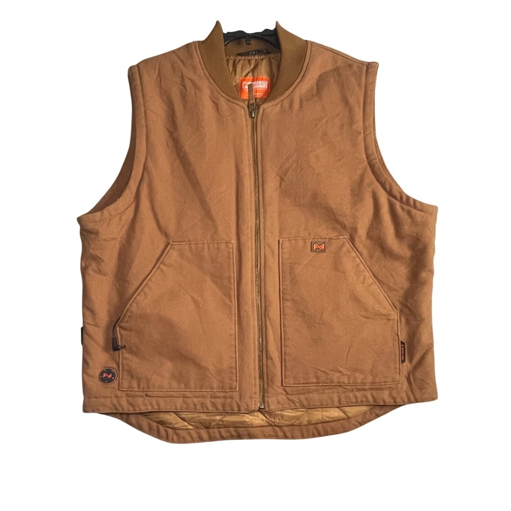 Mobile Warming Fieldsheer Heated Vest Men 2XL Brown Canvas Full Zip Workwear